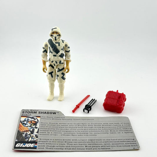 GI Joe Storm Shadow action figure with accessories and card on a white background