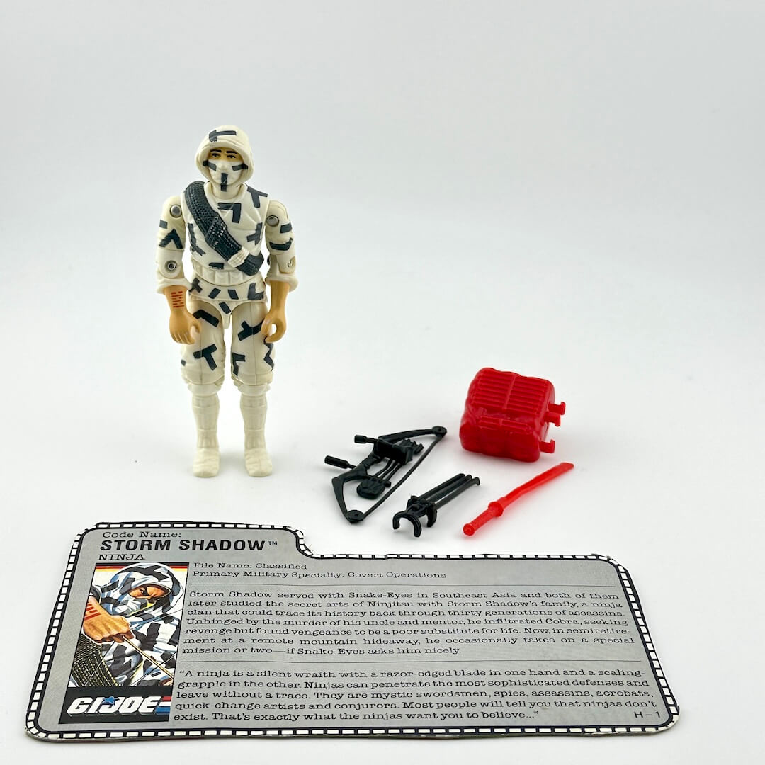 G.I. Joe Storm Shadow action figure with accessories on a white background