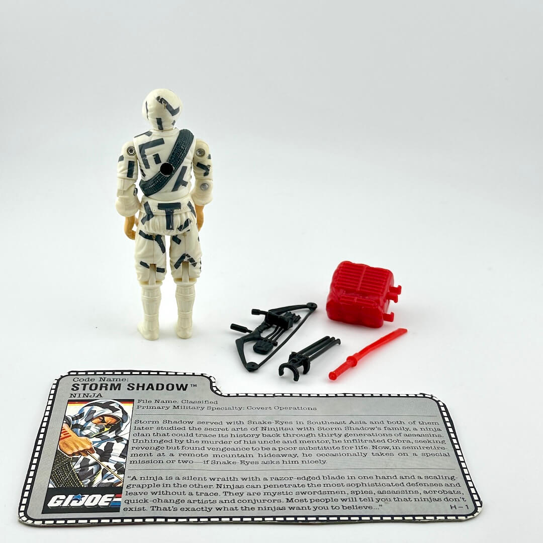 G.I. Joe Storm Shadow action figure with accessories on a white background
