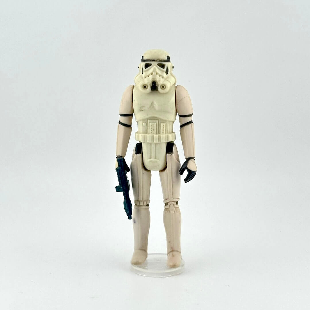 Star Wars stormtrooper action figure on a white background