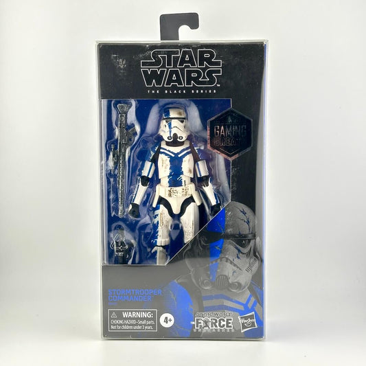 Star Wars action figure in its original window packaging featuring figure in white and blue armor with accessories. 