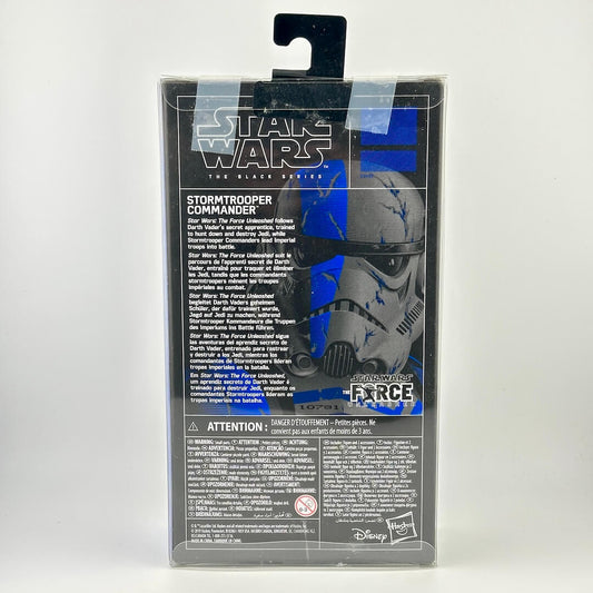 Back panel of Star Wars action figure packaging featuring character lore and sketch, and product information. 