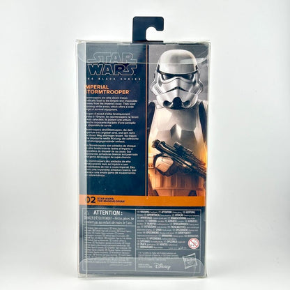 Star Wars Imperial Stormtrooper action figure in its original retail packaging, showing the back of the box.