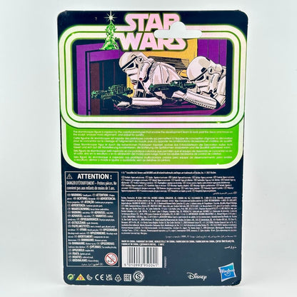 Back panel of Stormtrooper action figure with image of troopers, a brief blurb, and product information.