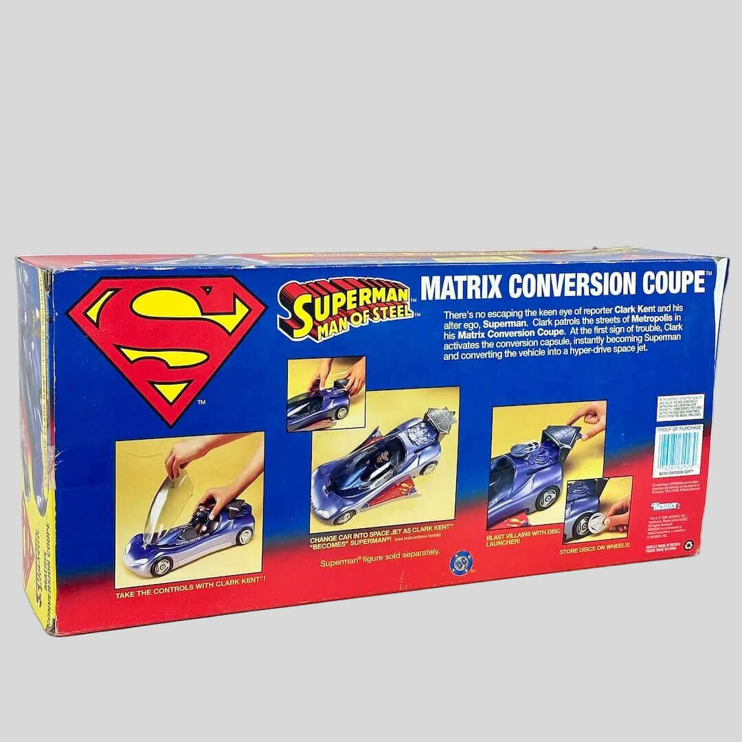 Superman toy car conversion kit packaging on a white background