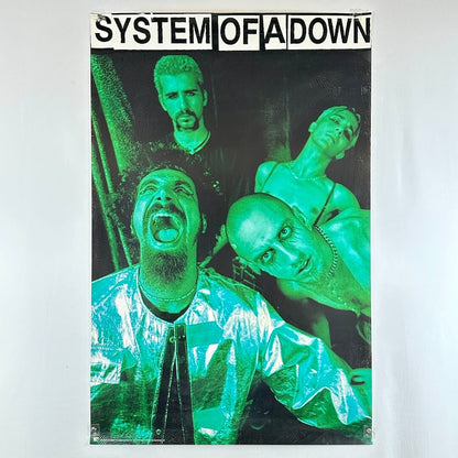 Poster of System of a Down with green and black filter on a white background