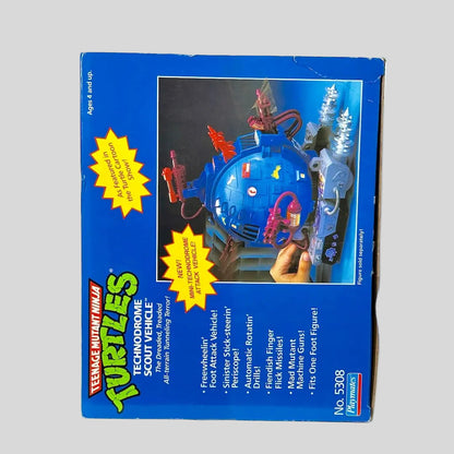 Vintage Teenage Mutant Ninja Turtles toy vehicle packaging on a white background