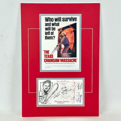 Red matted art and signed envelope against white background. 
