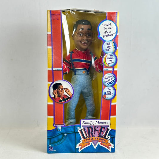 Toy figure in packaging with colorful design and text on a white background