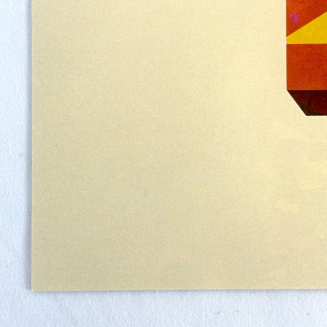 Lower left corner of print with sharp corner and undamaged edges. 