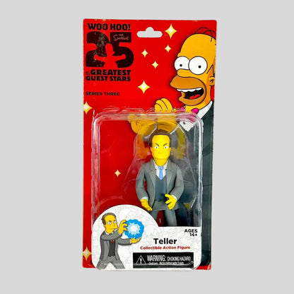 Action figure in packaging with 'The Simpsons' branding on a white background