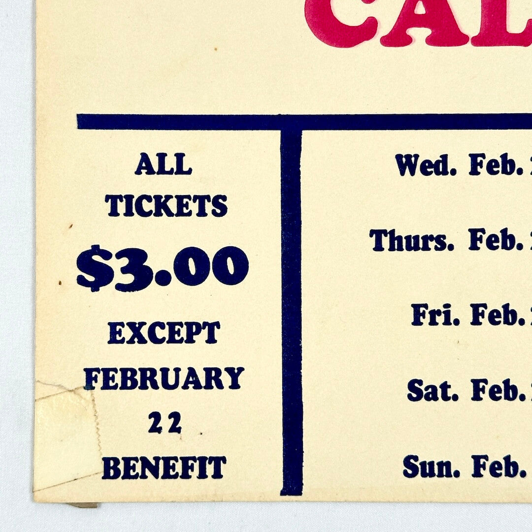 Bottom left corner of poster with tape marks. 
