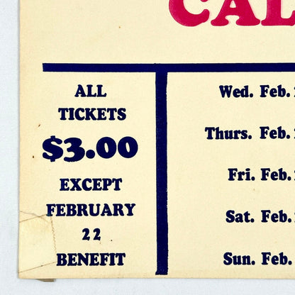 Bottom left corner of poster with tape marks. 