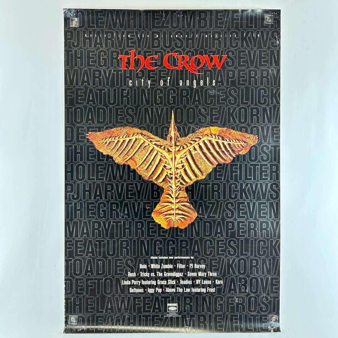 Poster of 'The Crow: City of Angels' with a stylized bird design on a black background with text.