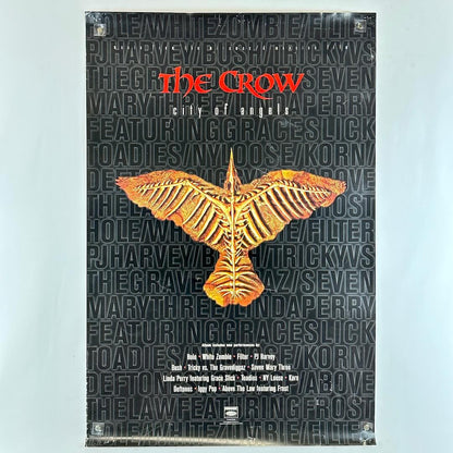 Poster of 'The Crow: City of Angels' with a stylized bird design on a black background with text.