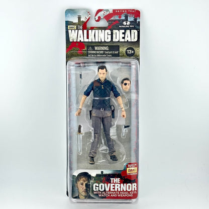 The Walking Dead Series Four 'The Governor' action figure in its original blister packaging.