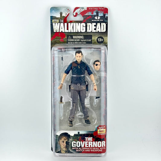 The Walking Dead Series Four 'The Governor' action figure in its original blister packaging.