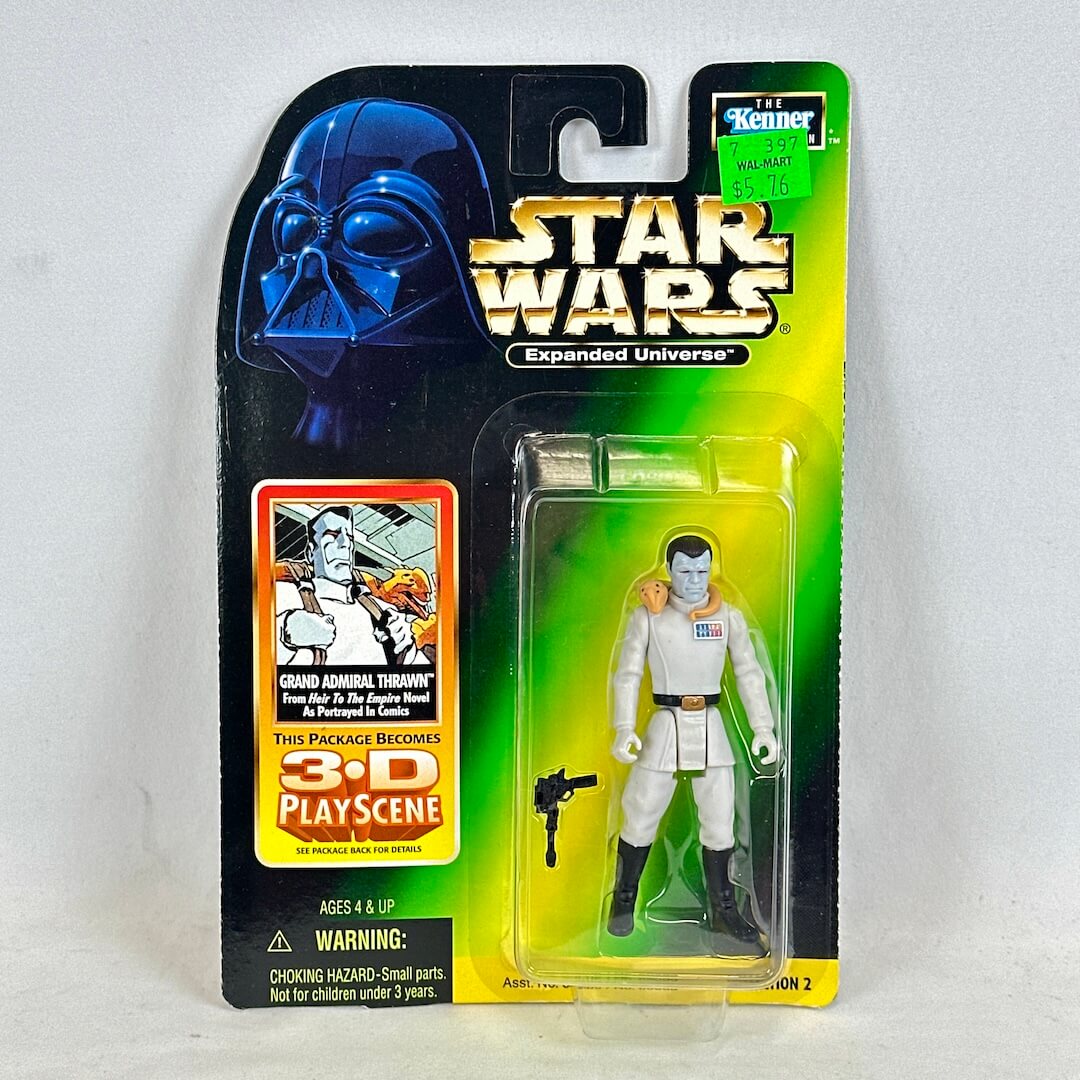 Star Wars action figure in packaging with 3D PlayScene feature on a white background