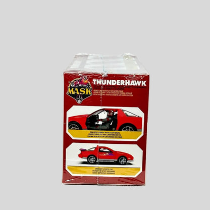 Packaged toy car model of Thunderhawk with MASK logo on a white background