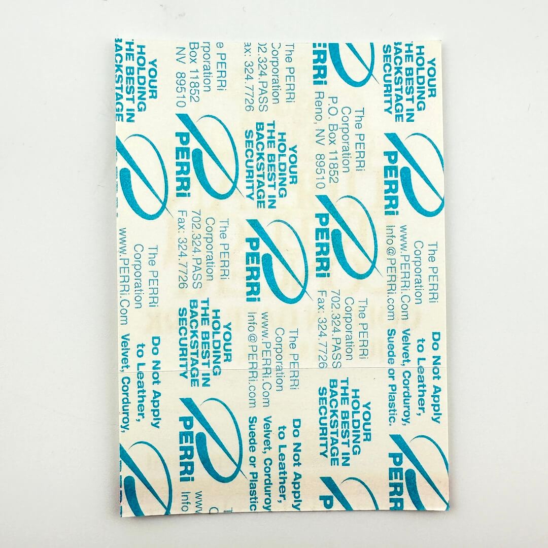 Backside of sticker to show intact backing and pristine condition. 