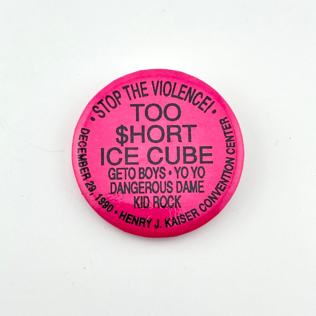Pink button with black text on a white background