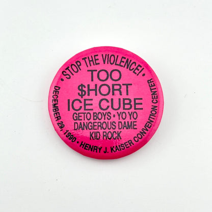 Pink button with black text on a white background