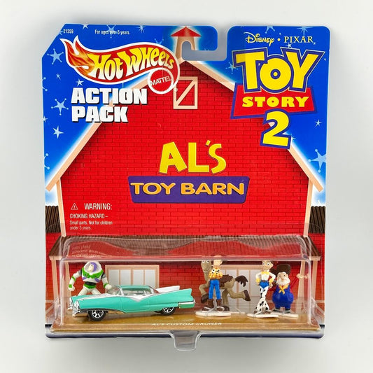 Hot Wheels Mattel Disney Pixar Toy Story 2 Al's Toy Barn diecast car set in its original blister packaging.