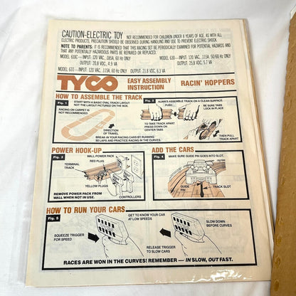 Tyco Racin' Hoppers toy assembly instruction sheet on a white background