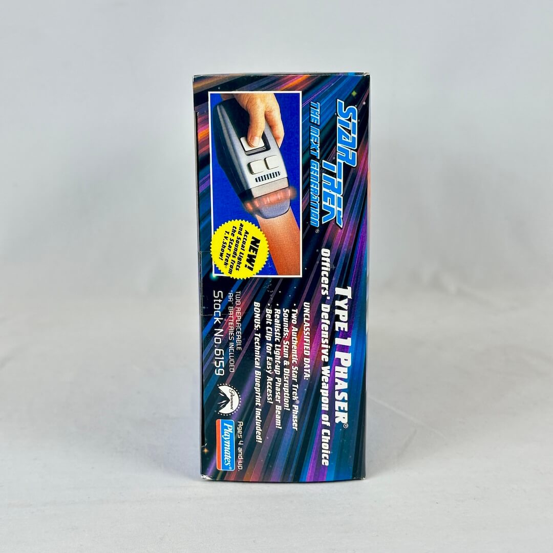 Side view of box showing mint condition