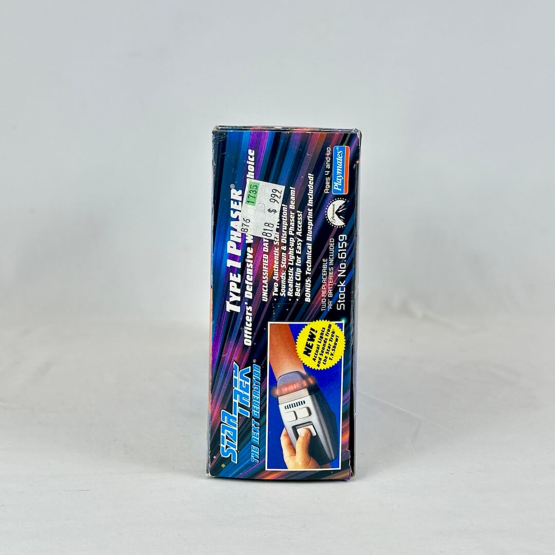 Side view of packaging showing mint condition and old price tag