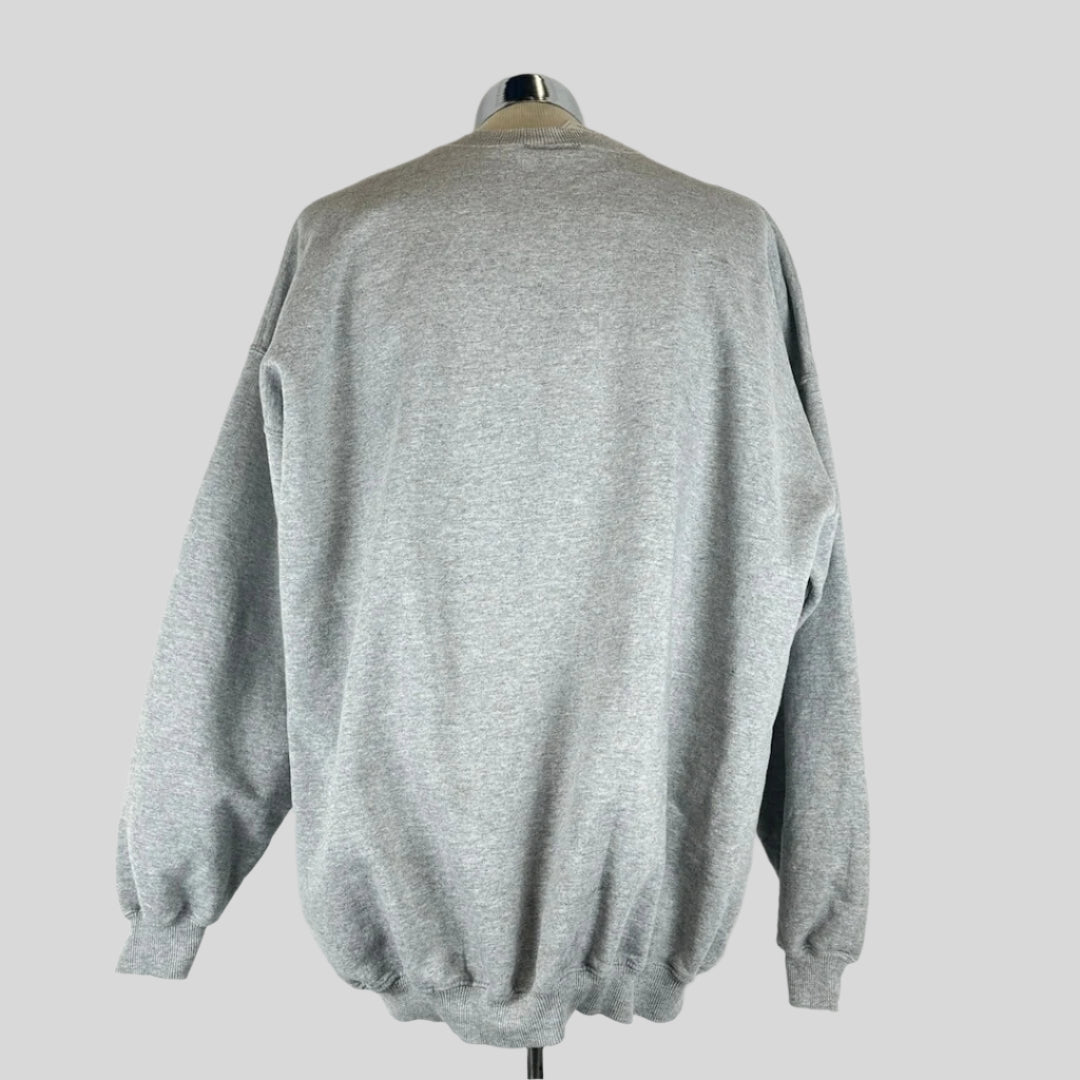Back view of heather grey sweater. No damage or staining. 