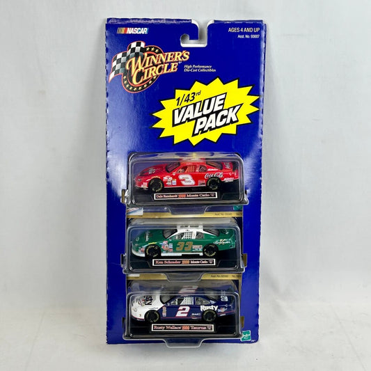 Winner's Circle NASCAR value pack with three die-cast cars in packaging on a white background