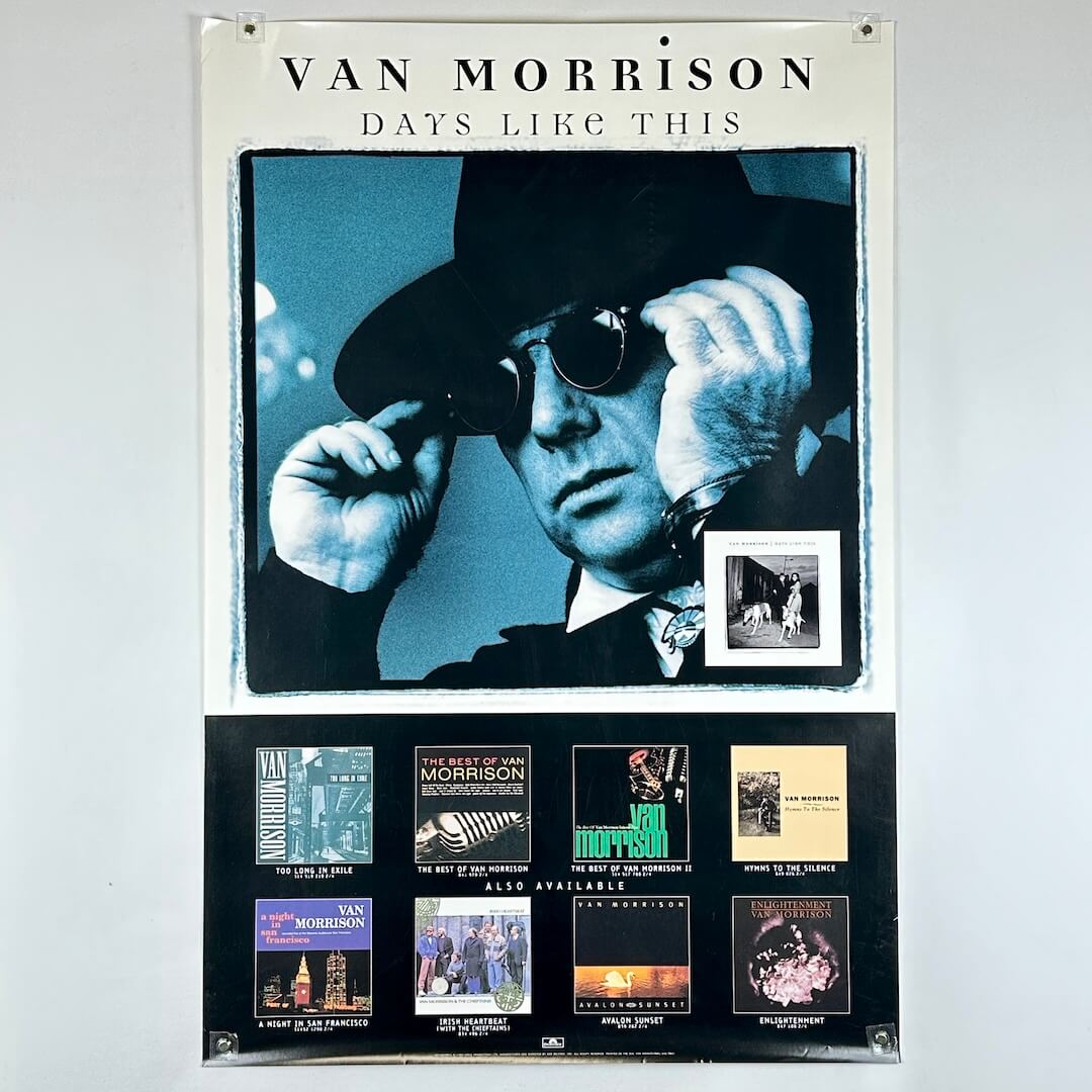 Van Morrison album cover with a man in a hat and sunglasses, featuring the album title 'Days Like This'.