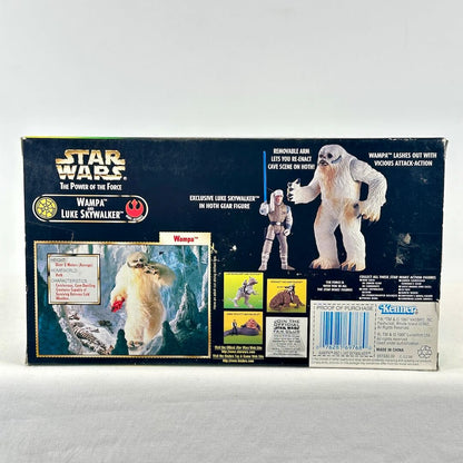 Back panel of Star Wars toy packaging showing image from the movie, image of toy contents, and product information.