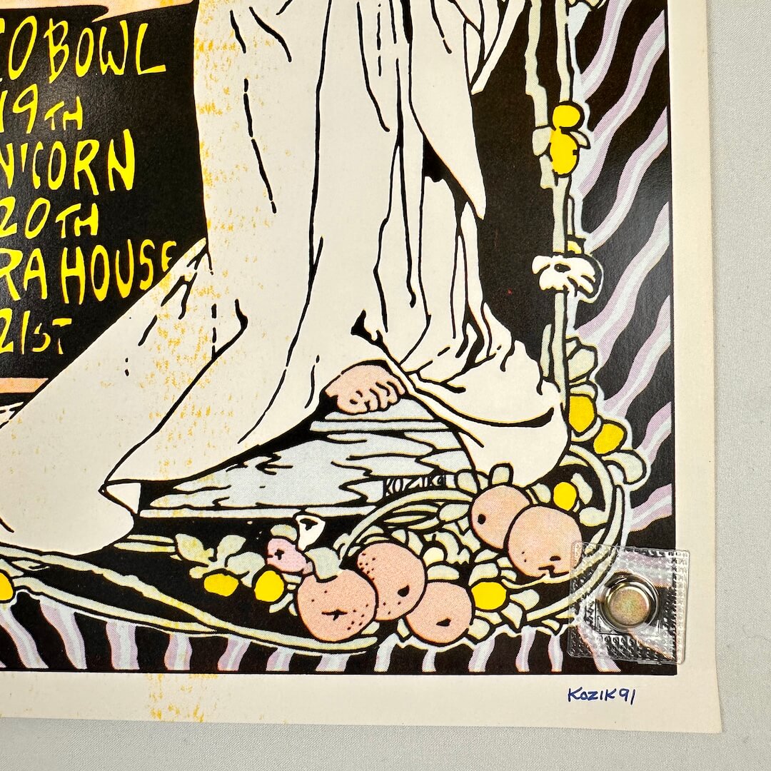 Bottom right corner featuring artist signature. 