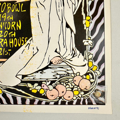 Bottom right corner featuring artist signature. 