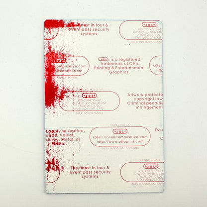 Backside of pass showing intact paper backing and mint condition. 