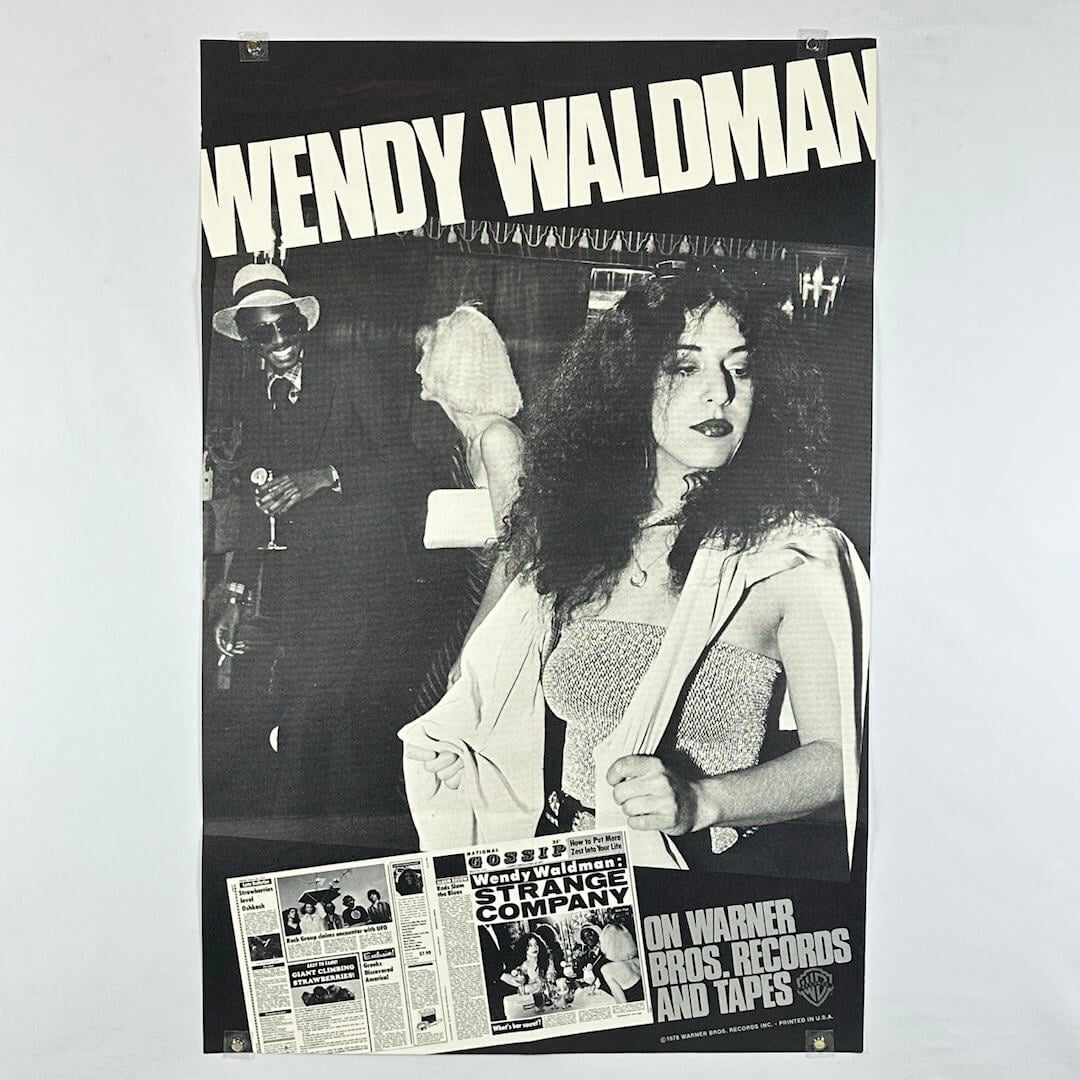 Poster of Wendy Waldman with black and white photo and text on a light gray background