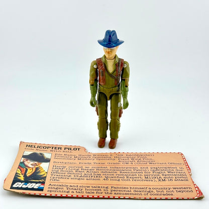 GI Joe action figure with card against white background. 