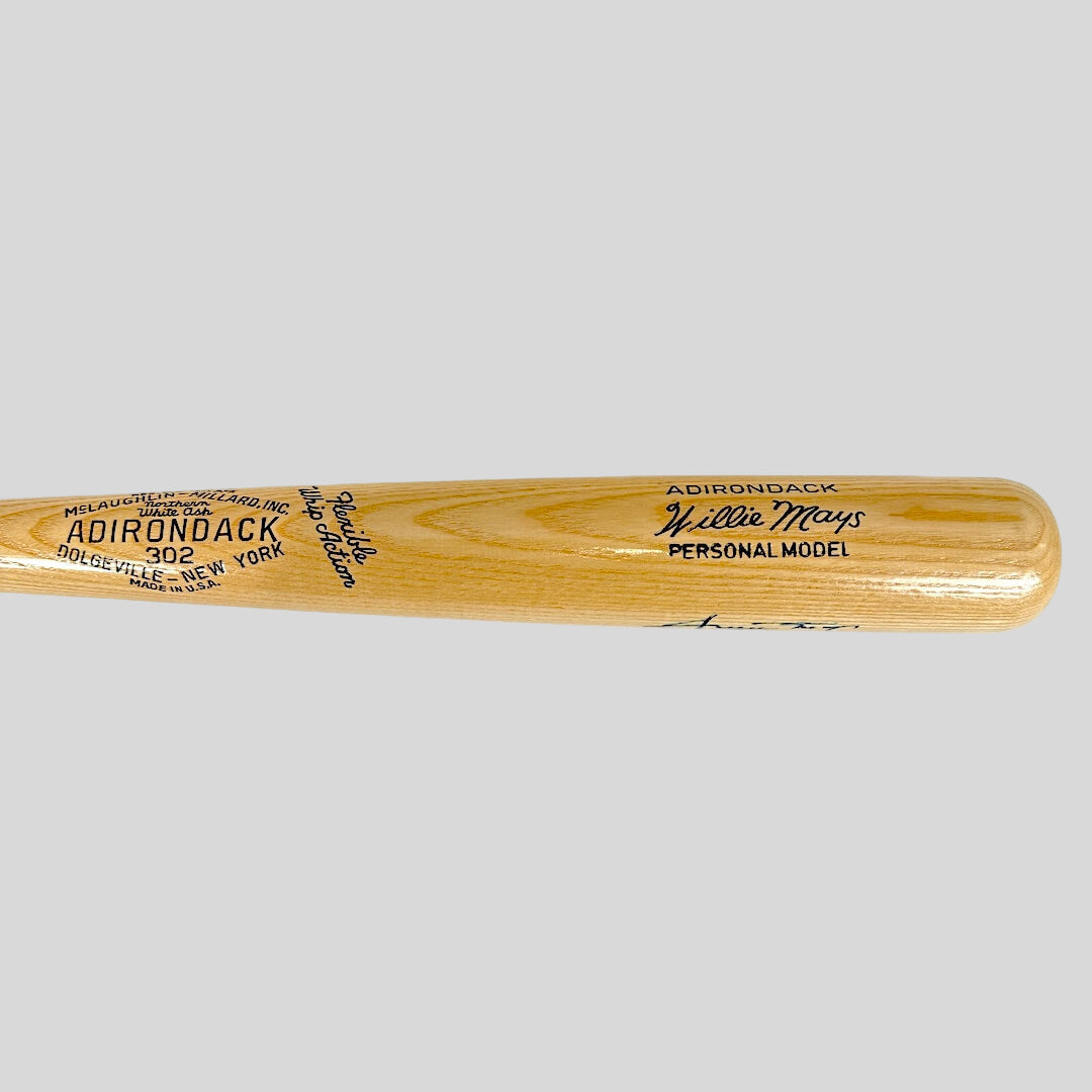 Wooden baseball bat with 'Adirondack' branding on a white background