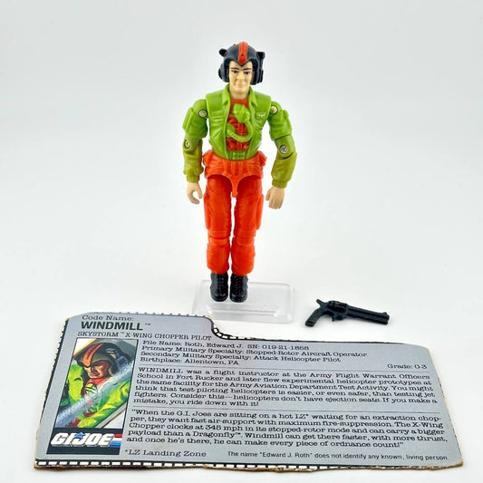 GI Joe action figure with accessory and card against white background. 
