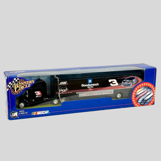 Model truck in packaging with 'Goodwrench' and 'NASCAR' branding on a white background