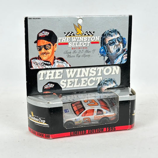 Model car in packaging with 'The Winston Select' branding on a white background