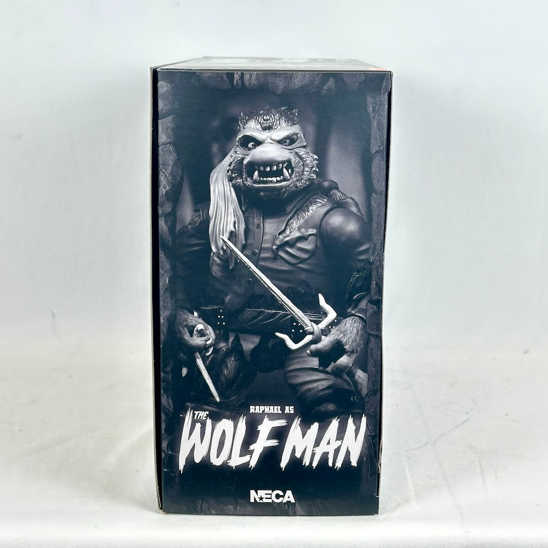 Boxed figure of The Wolf Man with a sword on a white background