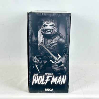 Boxed figure of The Wolf Man with a sword on a white background