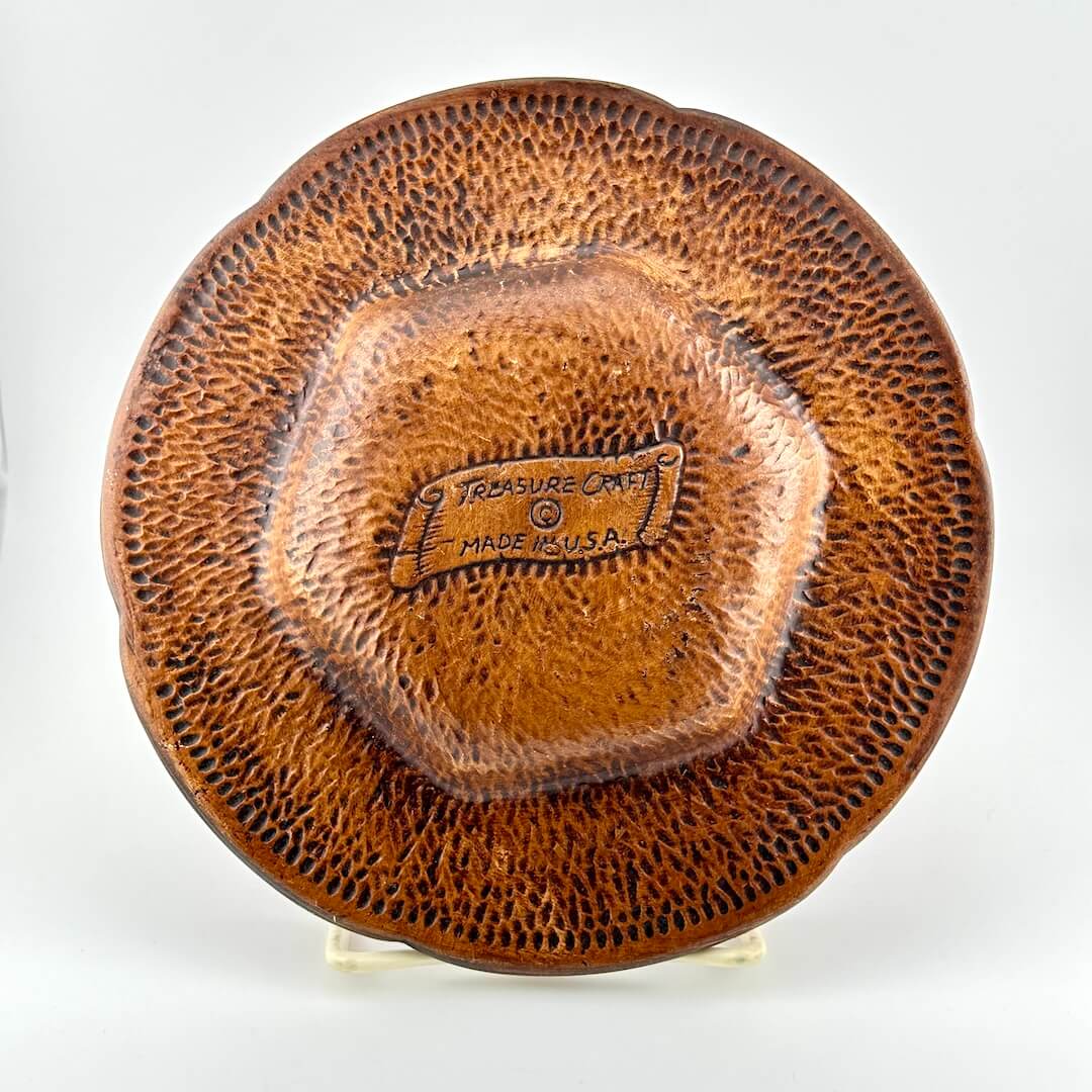 Brown textured plate with 'Made in USA' label on a white background