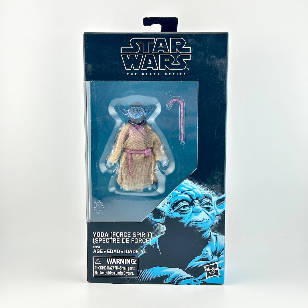 Star Wars The Black Series Yoda (Force Spirit) action figure in its original window box packaging.