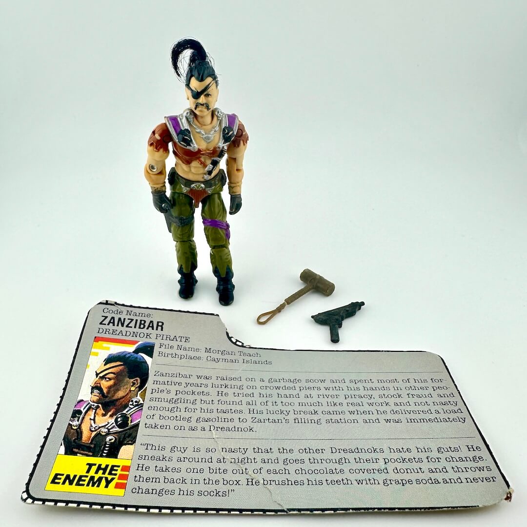 Action figure of a Dreadnok Pirate with character card on a white background