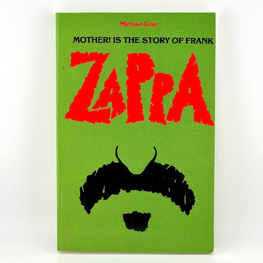 Green book cover with mustache illustration and red text against white background. 